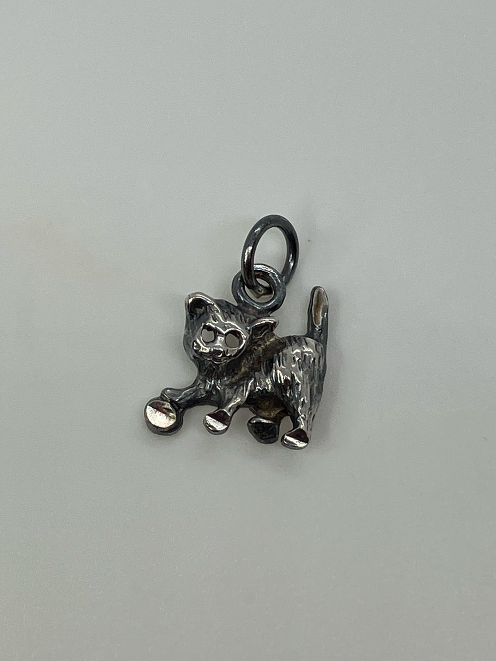 Vintage 925 Sterling Silver Playful Kitten Cat Mini Charm